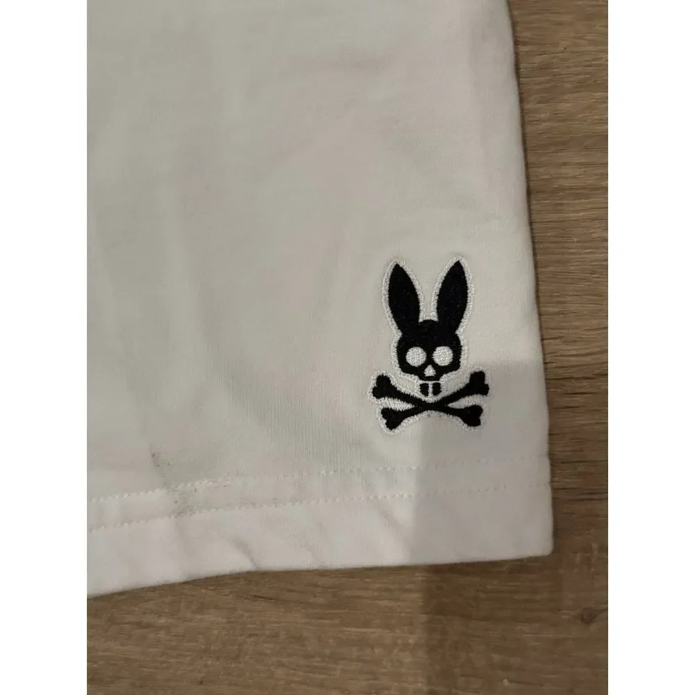 Psycho Bunny Wilkes Cotton Sweat Shorts Men’s Small White With Black Bunny Logo - Picture 2 of 9